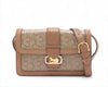 CELINE C Macadam Carriage Hardware PVC and Leather Shoulder Bag Brown