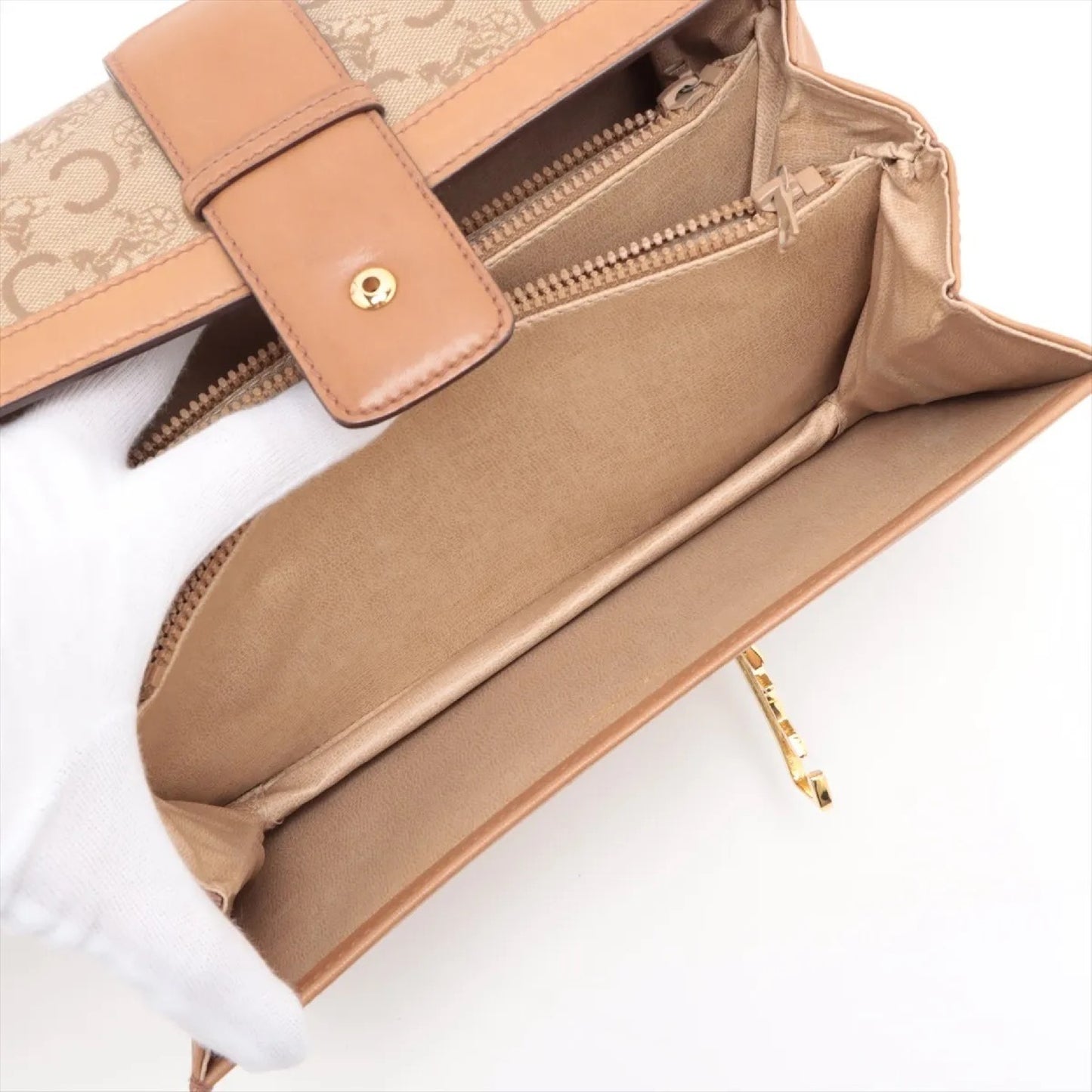 CELINE C Macadam Carriage Hardware PVC and Leather Shoulder Bag Brown