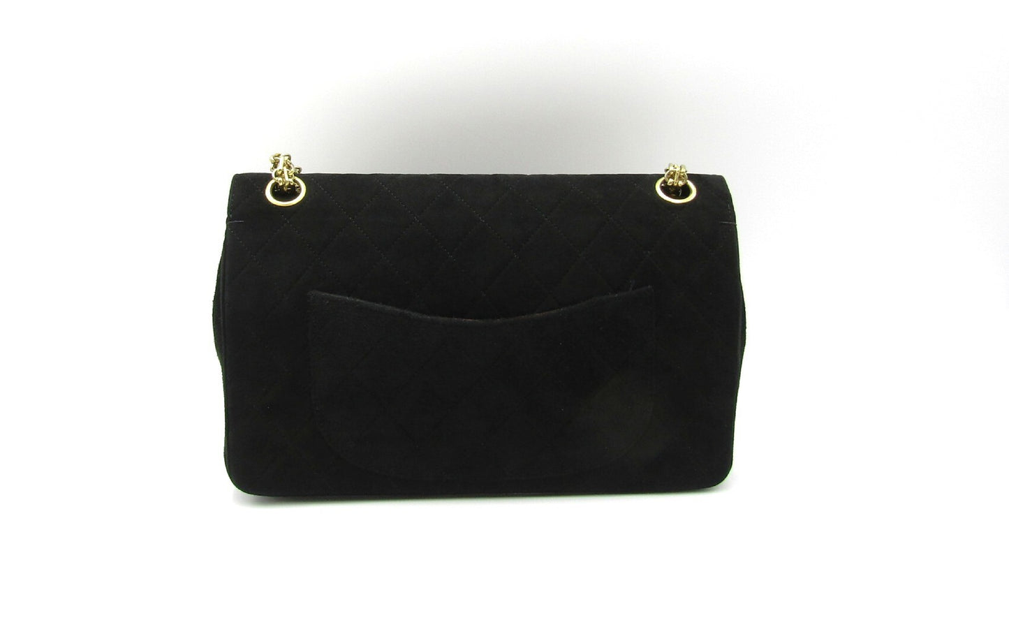 CHANEL Matelasse Chain Shoulder Bag, 25cm, Double Flap, Suede, Black, G Hardware