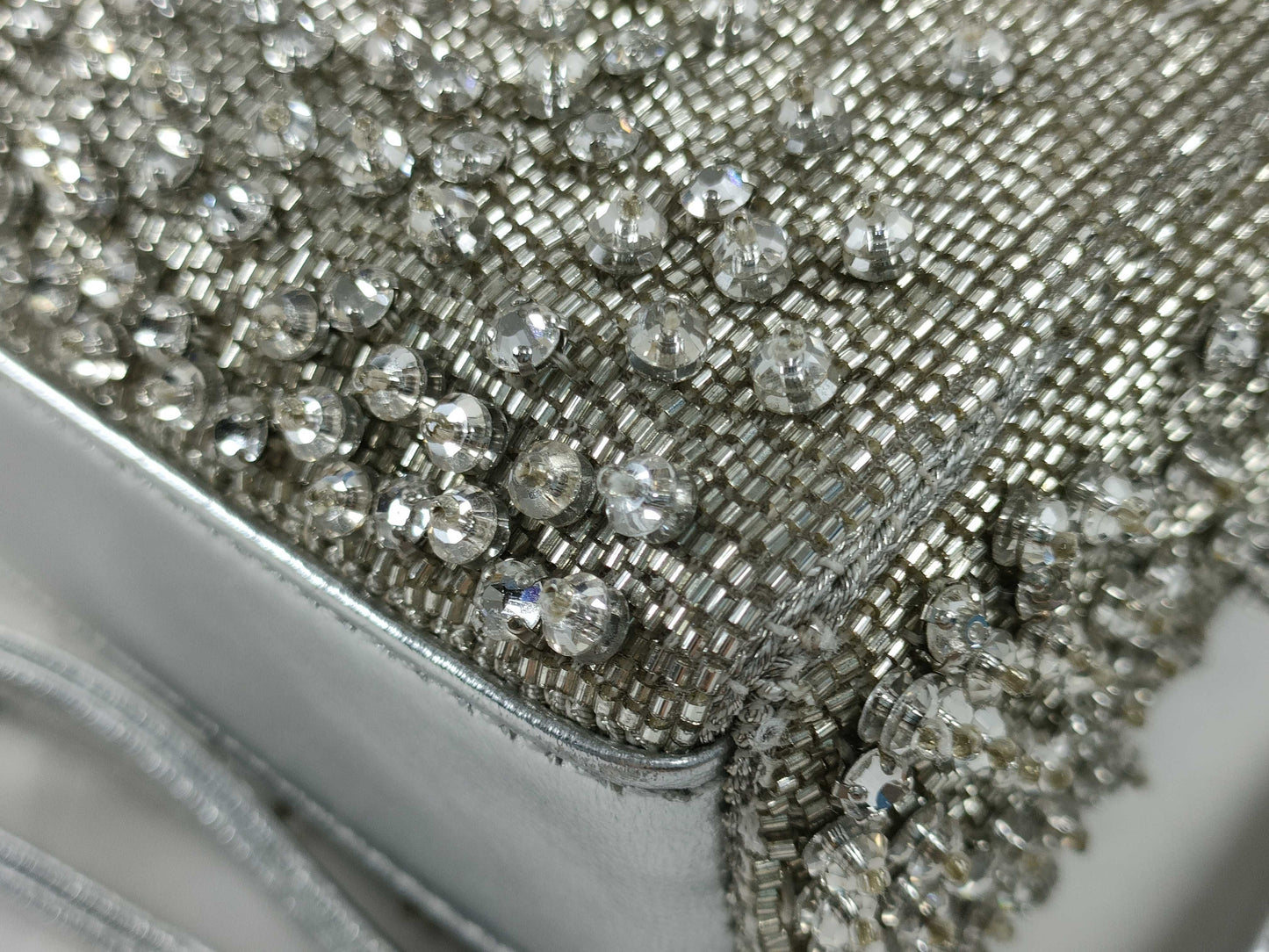 Dior D-Joy Micro Silver Lambskin Beaded Rhinestone 2-Way Handbag