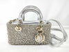 Dior D-Joy Micro Silver Lambskin Beaded Rhinestone 2-Way Handbag
