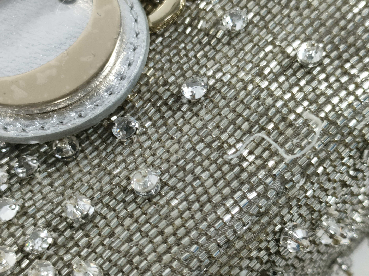 Dior D-Joy Micro Silver Lambskin Beaded Rhinestone 2-Way Handbag