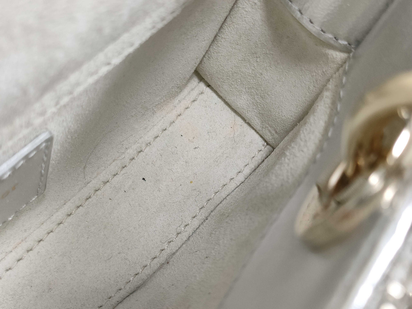 Dior D-Joy Micro Silver Lambskin Beaded Rhinestone 2-Way Handbag