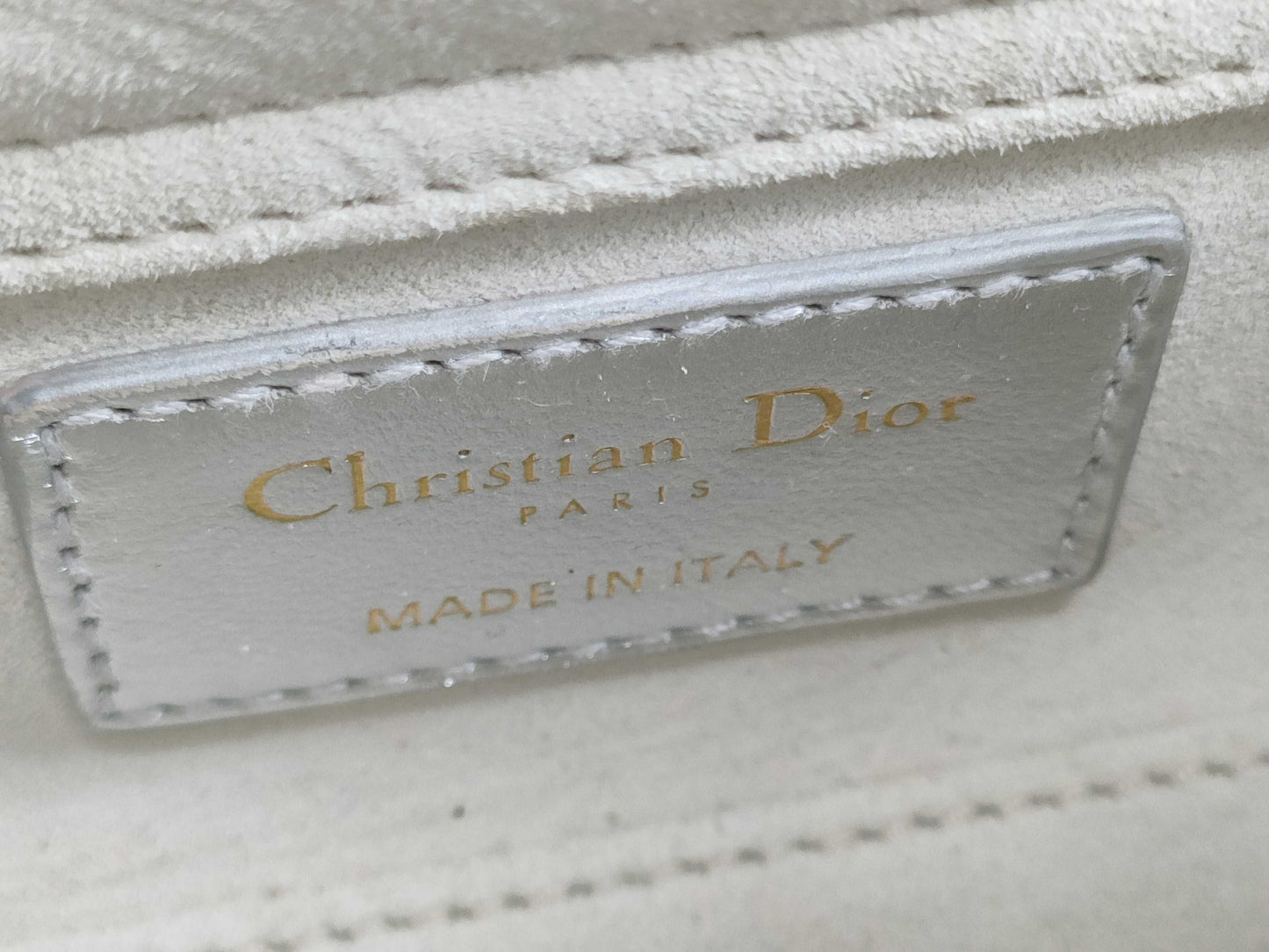 Dior D-Joy Micro Silver Lambskin Beaded Rhinestone 2-Way Handbag