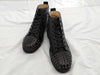 Christian Louboutin Men's Spiked Calfskin Mesh High-Top Sneakers in Black, Size 44.5