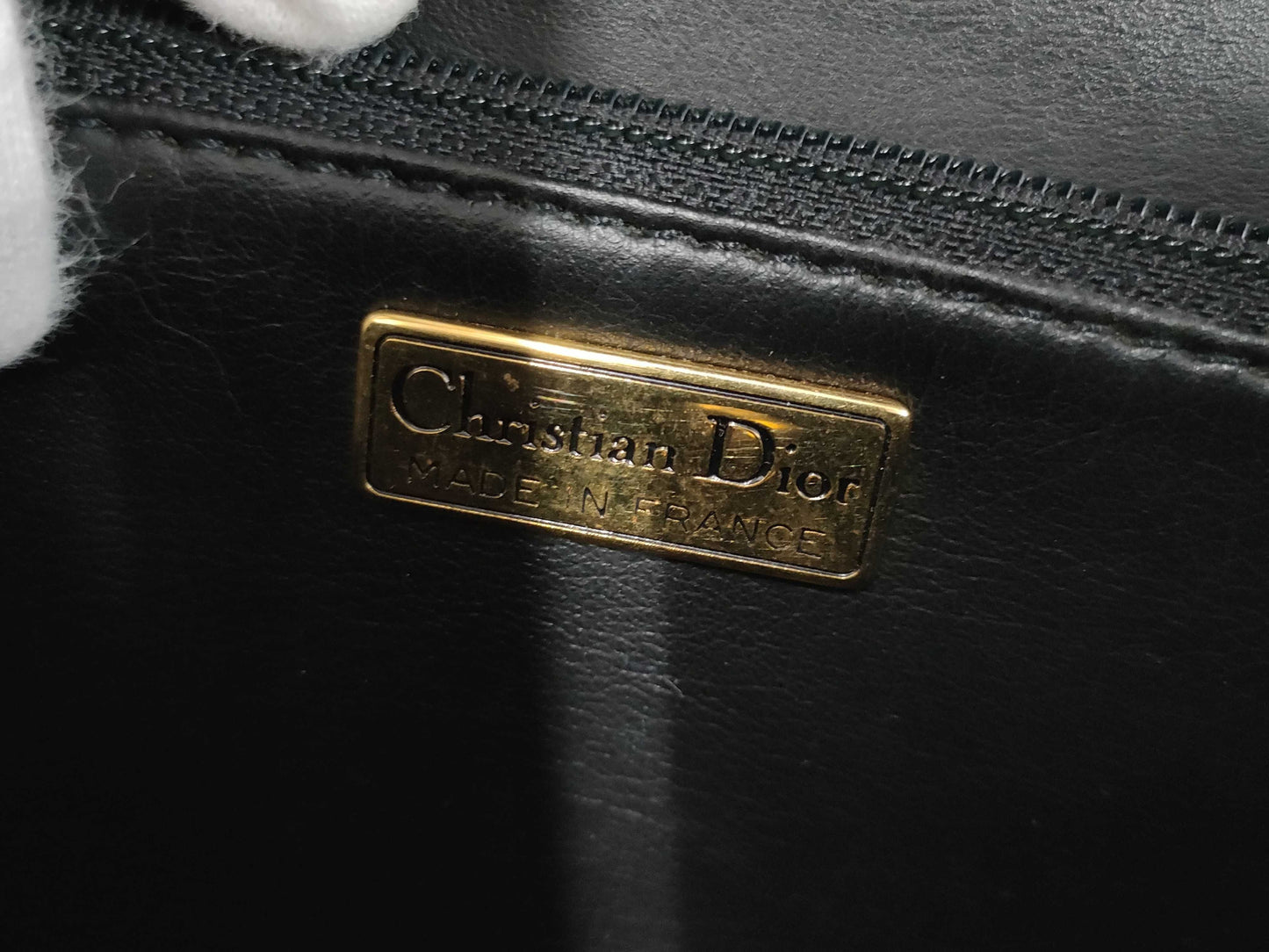 Dior Leather Shoulder Bag with Logo Hardware, Black