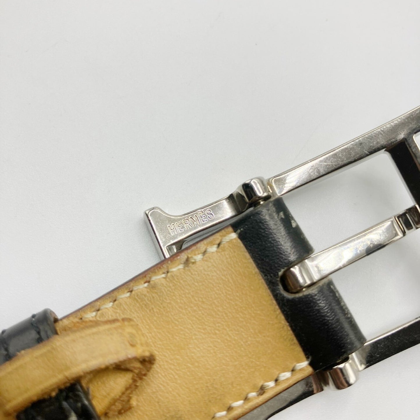 HERMES Leather Belt Engraved K Belt
