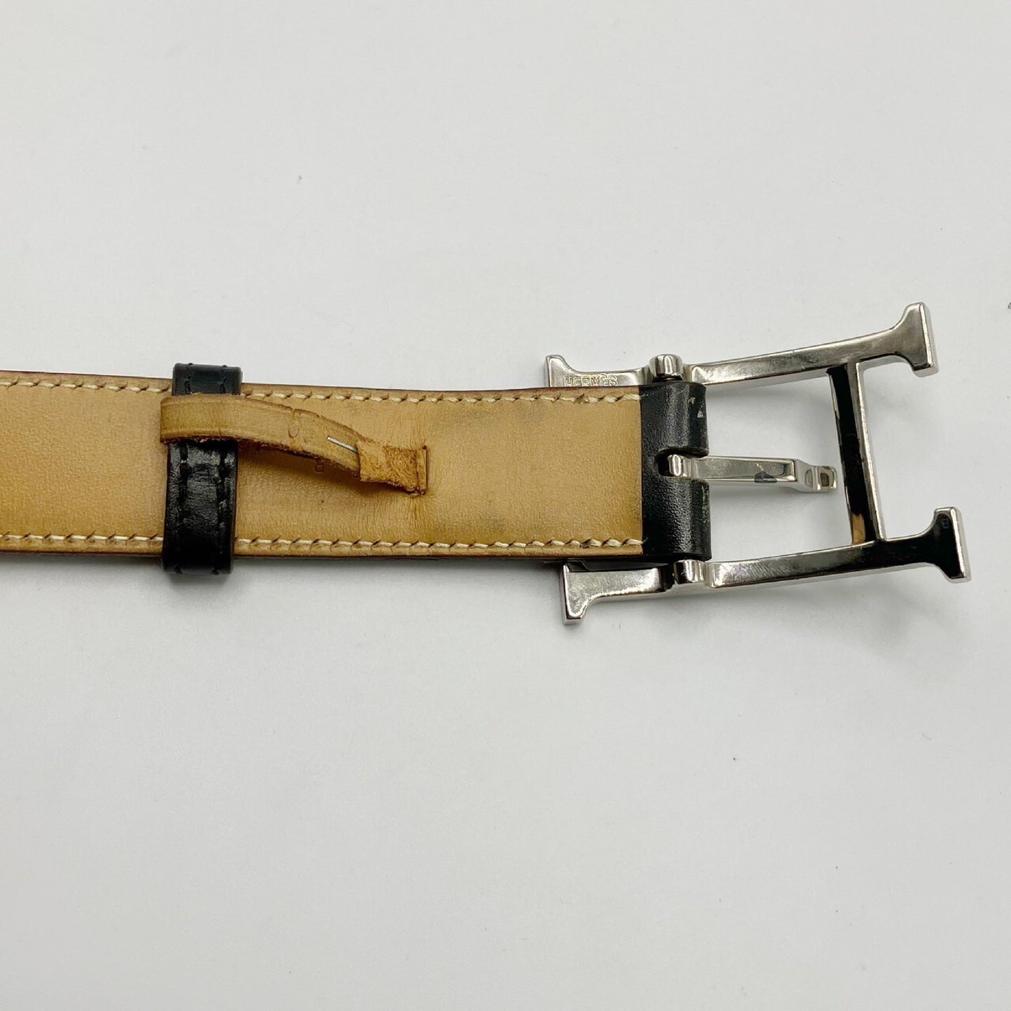 HERMES Leather Belt Engraved K Belt