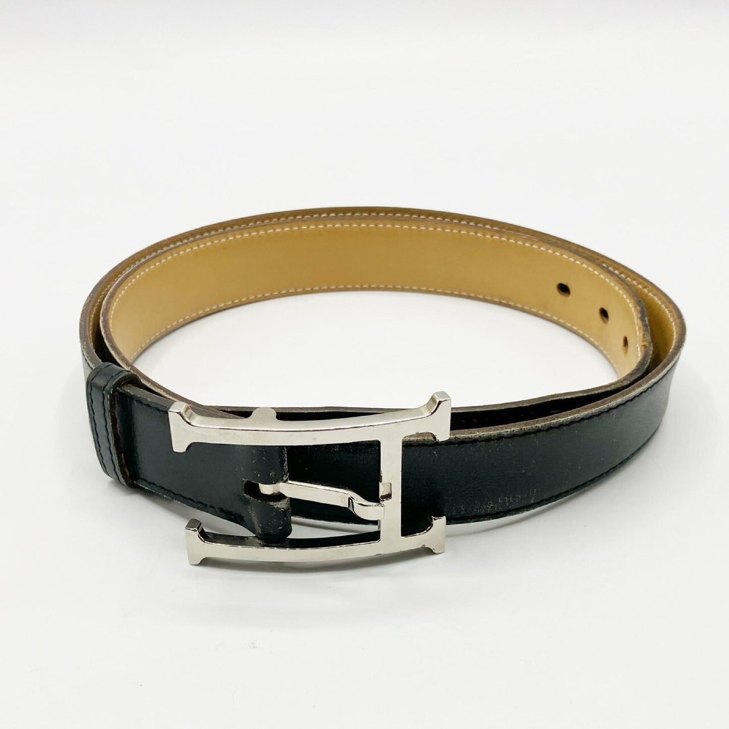 HERMES Leather Belt Engraved K Belt