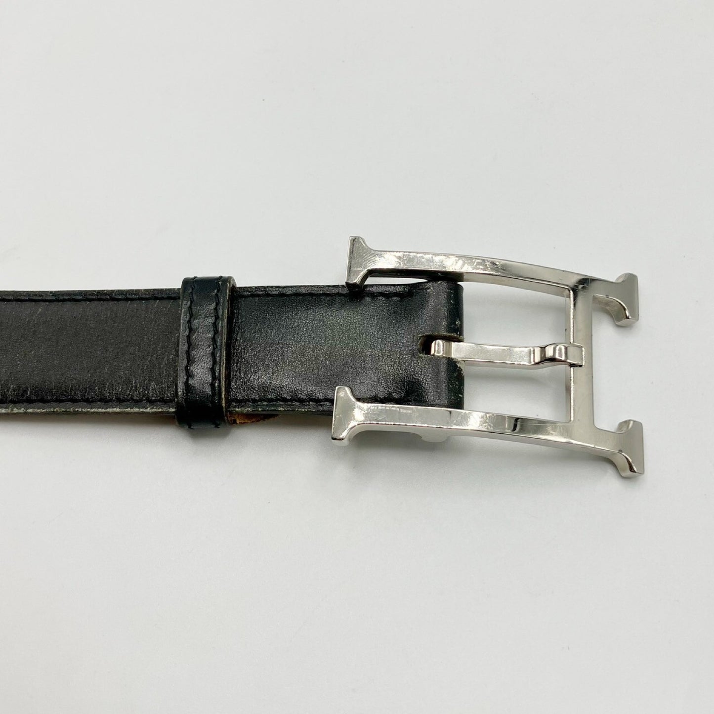 HERMES Leather Belt Engraved K Belt