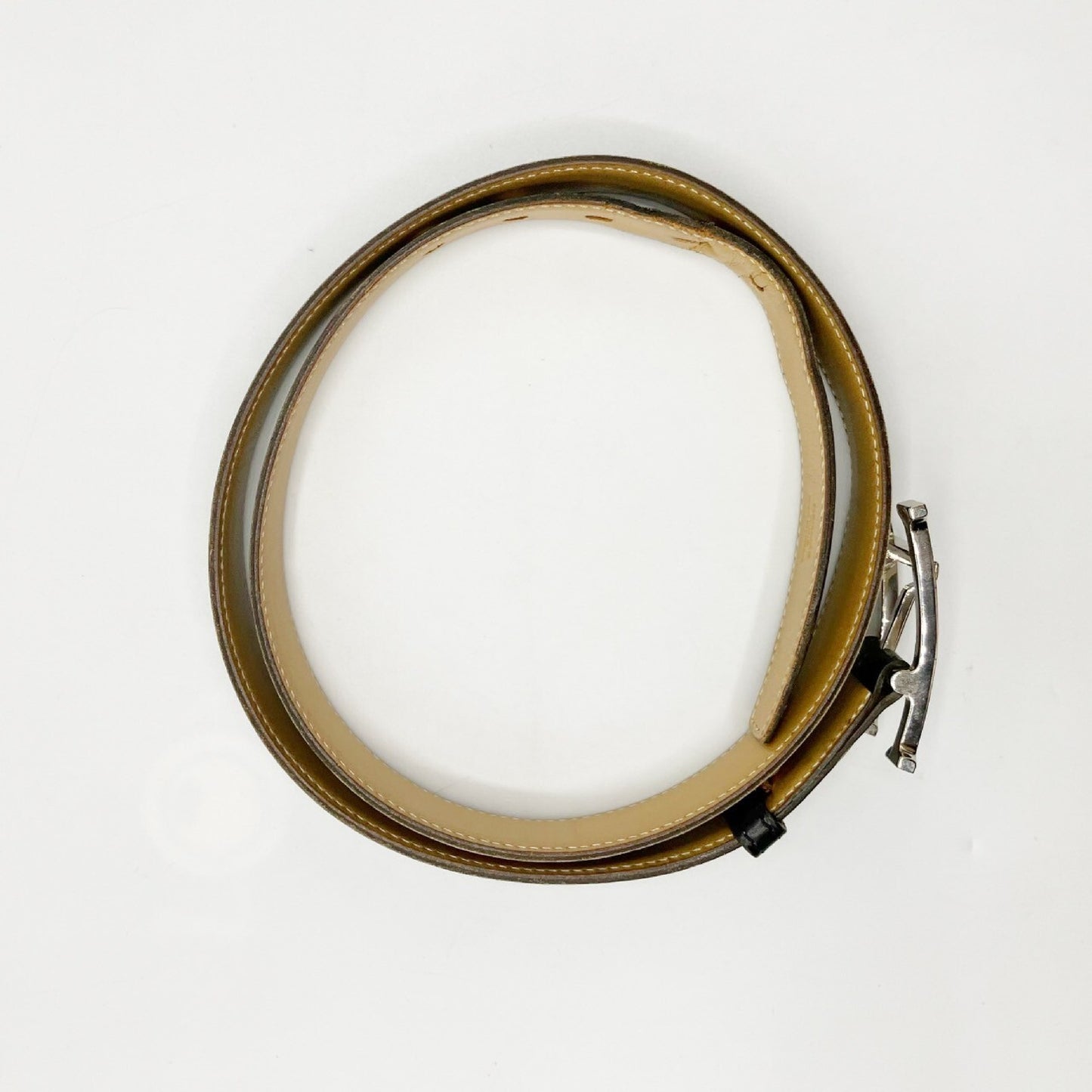 HERMES Leather Belt Engraved K Belt