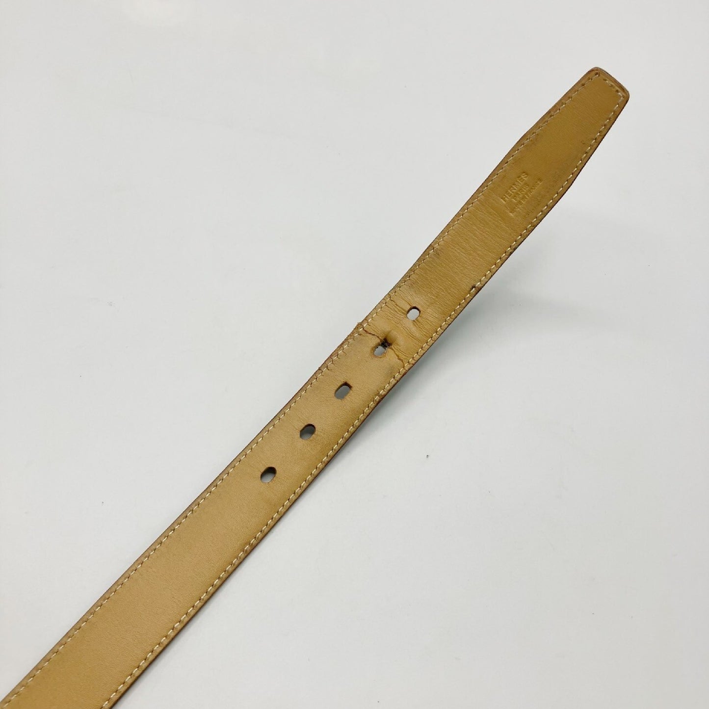 HERMES Leather Belt Engraved K Belt