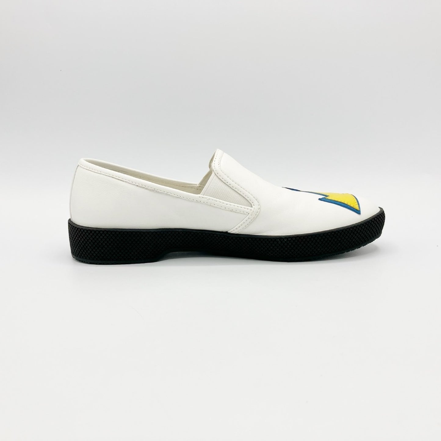 PRADA Slip-On Heart Leather Flat Shoes White Size 35 Sneakers
