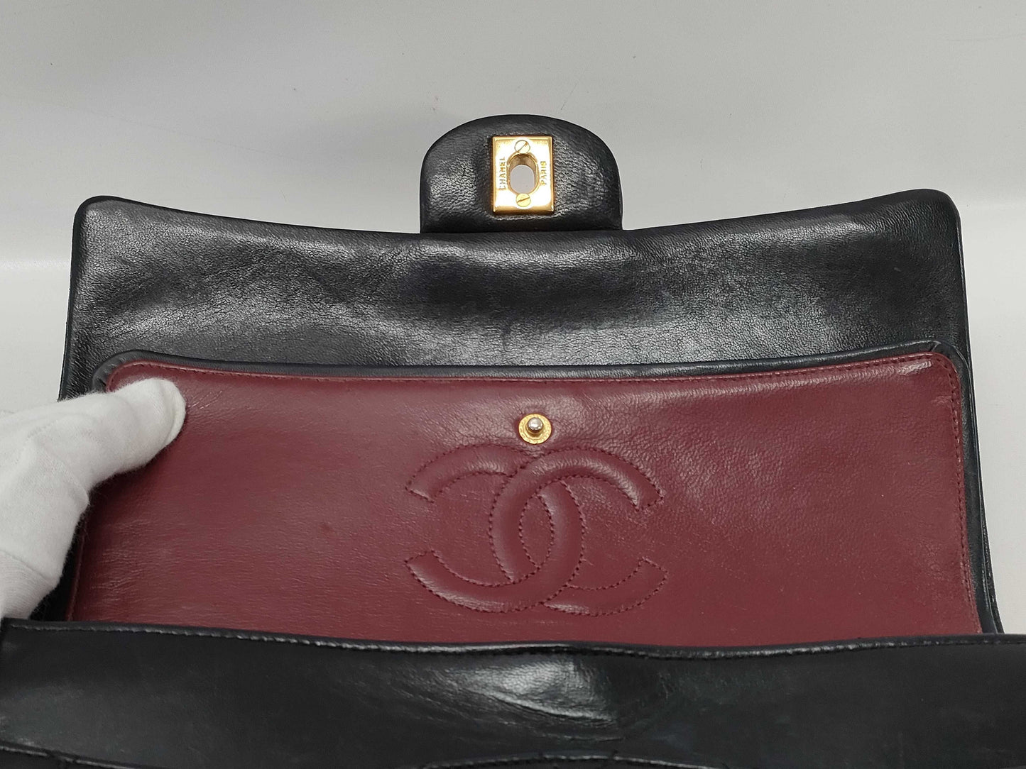 CHANEL Matelasse Double Flap Matelasse Chain Shoulder Bag 25 Black with Gold Hardware