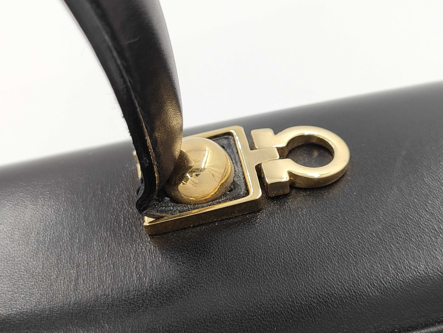 Salvatore Ferragamo Gancini Leather Handbag, Black, 2-Way