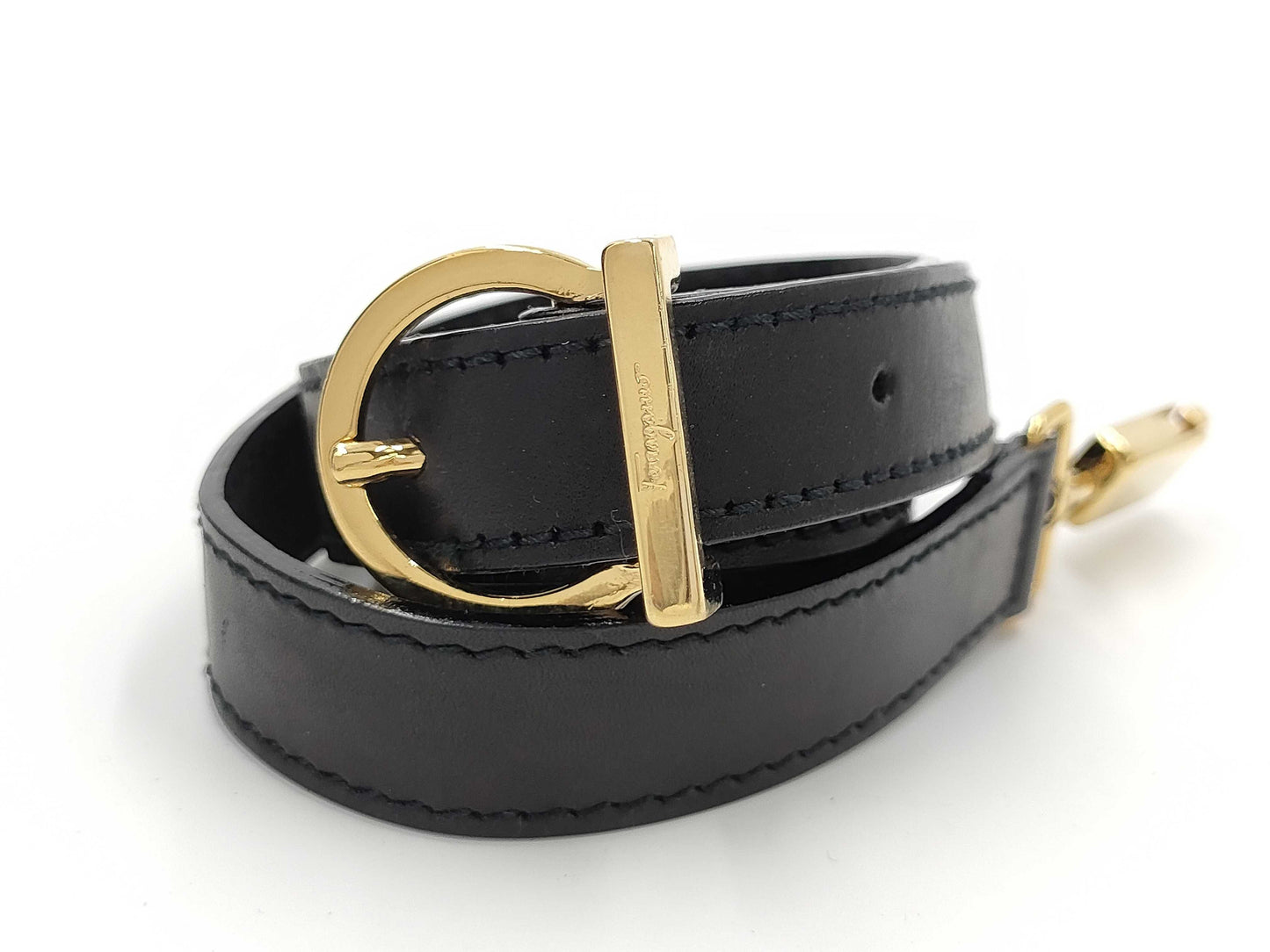 Salvatore Ferragamo Gancini Leather Handbag, Black, 2-Way