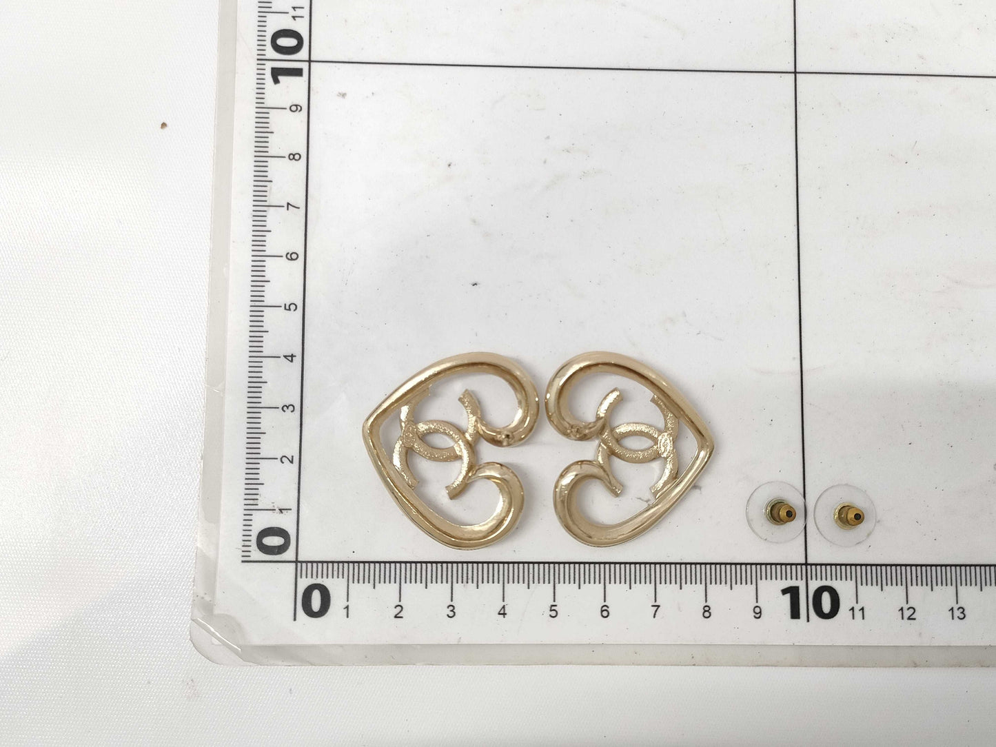 CHANEL CHANEL Earrings Gold Rhinestone Heart Coco Mark F23C Earrings