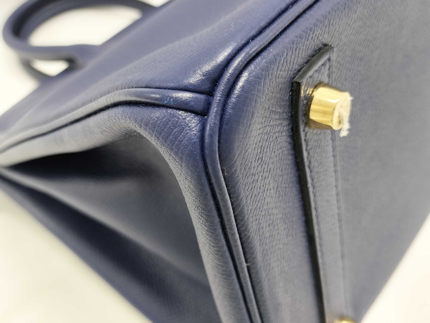 HERMES Birkin 30 Epsom Leather Blue Saphir Gold Hardware X Stamp Handbag