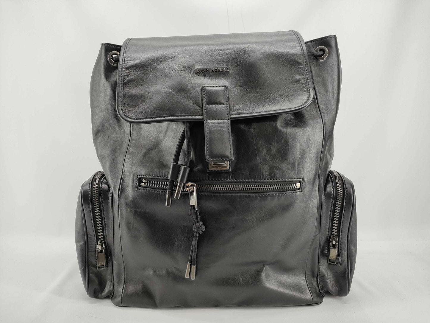 Dior Backpack in Black Calfskin with Silver Hardware