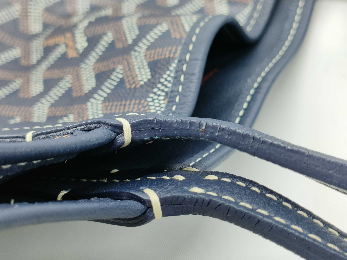 GOYARD Ange Mini Herringbone Navy Tote Bag