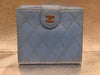 CHANEL Bicolor Double-Hook Compact Wallet with Seal 4773277 Caviar Skin Blue Wallet