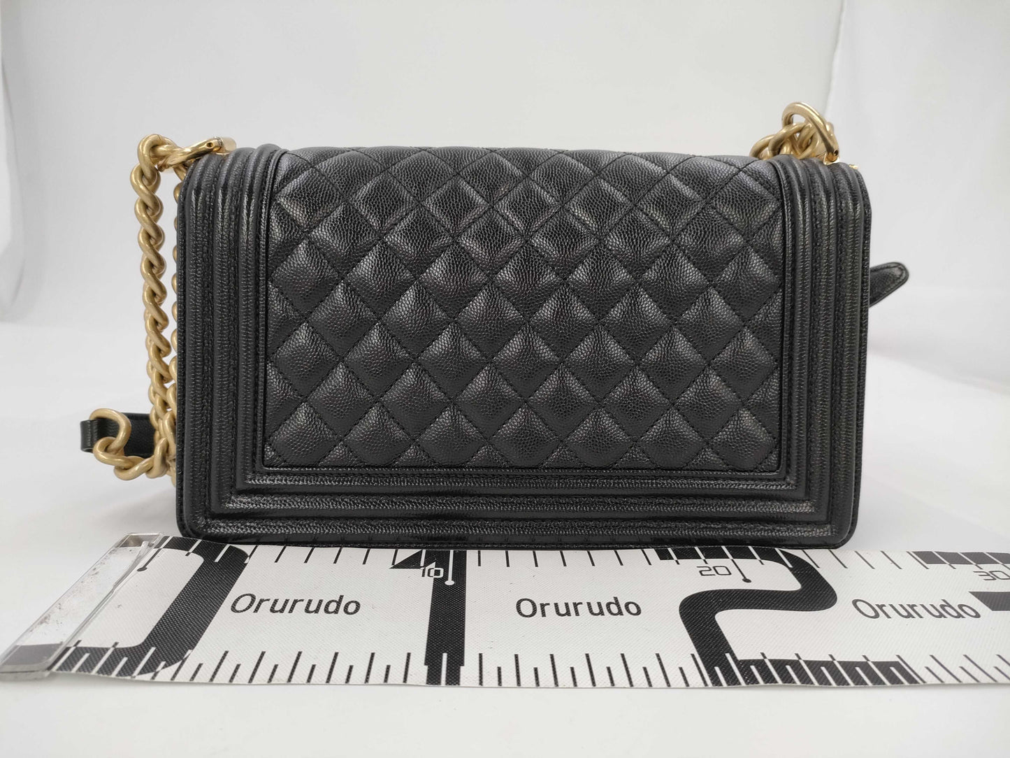 CHANEL Boy Chanel Caviar Skin Black GP 26 Series Shoulder Bag