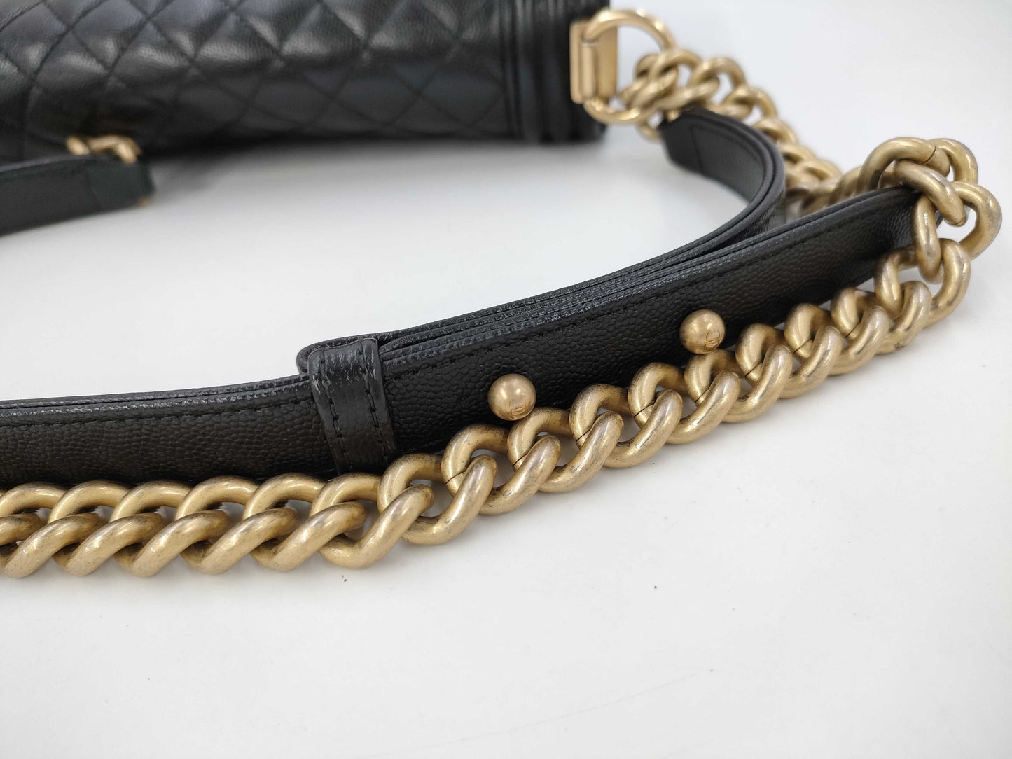 CHANEL Boy Chanel Caviar Skin Black GP 26 Series Shoulder Bag