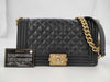 CHANEL Boy Chanel Caviar Skin Black GP 26 Series Shoulder Bag