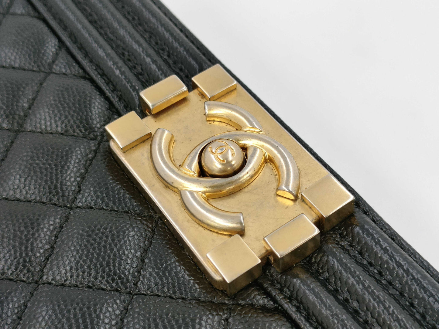 CHANEL Boy Chanel Caviar Skin Black GP 26 Series Shoulder Bag