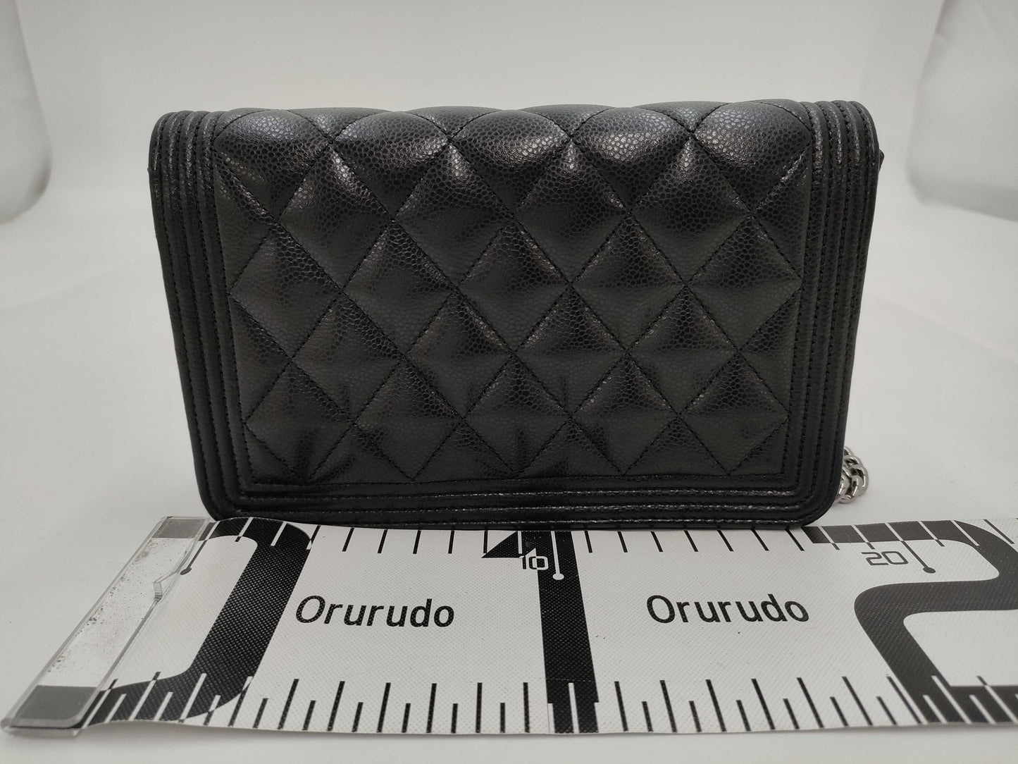 CHANEL Boy Chanel Caviar Skin Chain Wallet with Random Plate Shoulder Bag