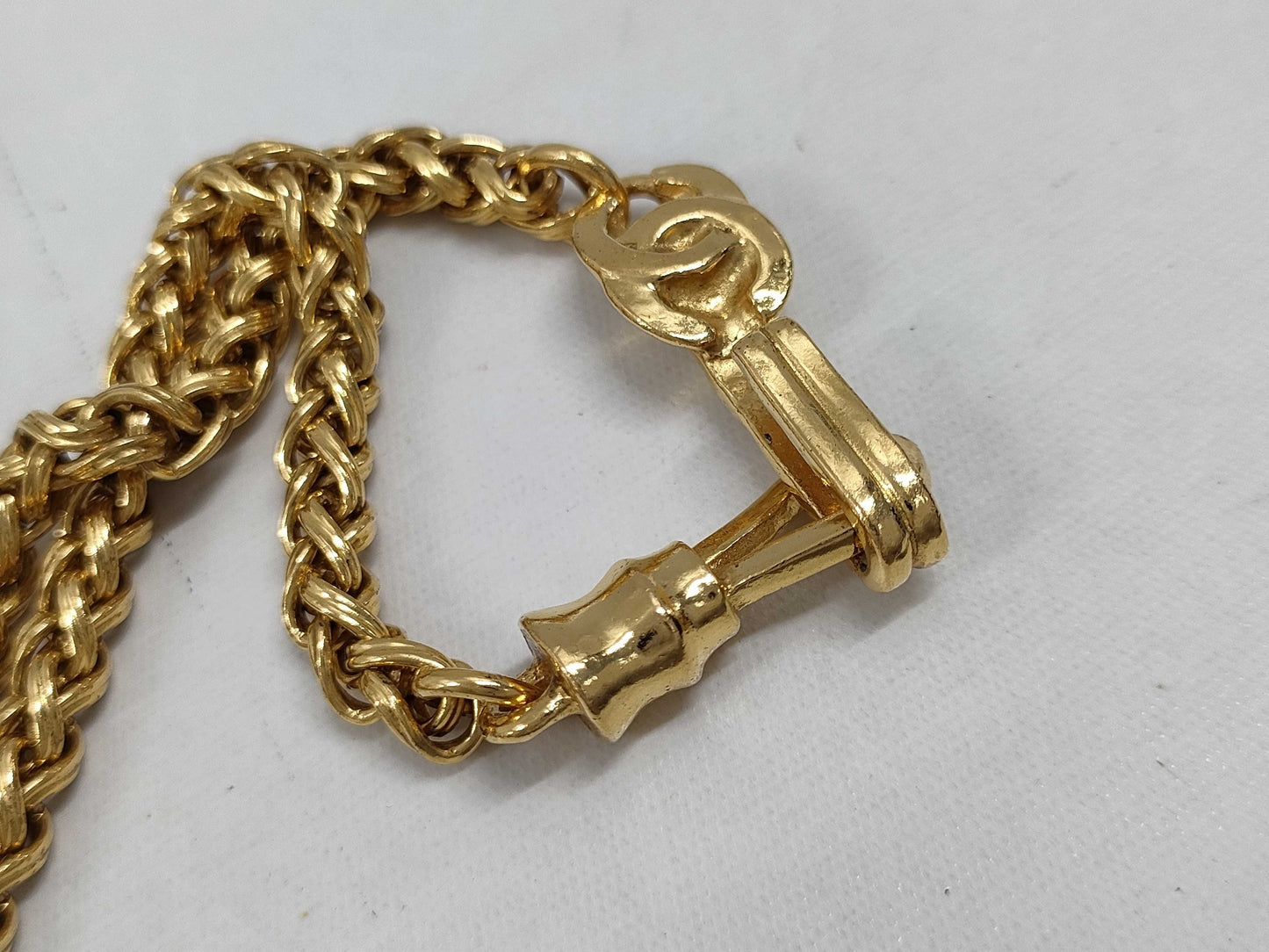 CHANEL Colored Stone Coco Mark Long Chain Necklace with Rice