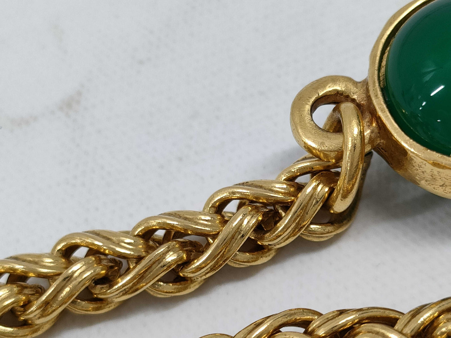 CHANEL Colored Stone Coco Mark Long Chain Necklace with Rice