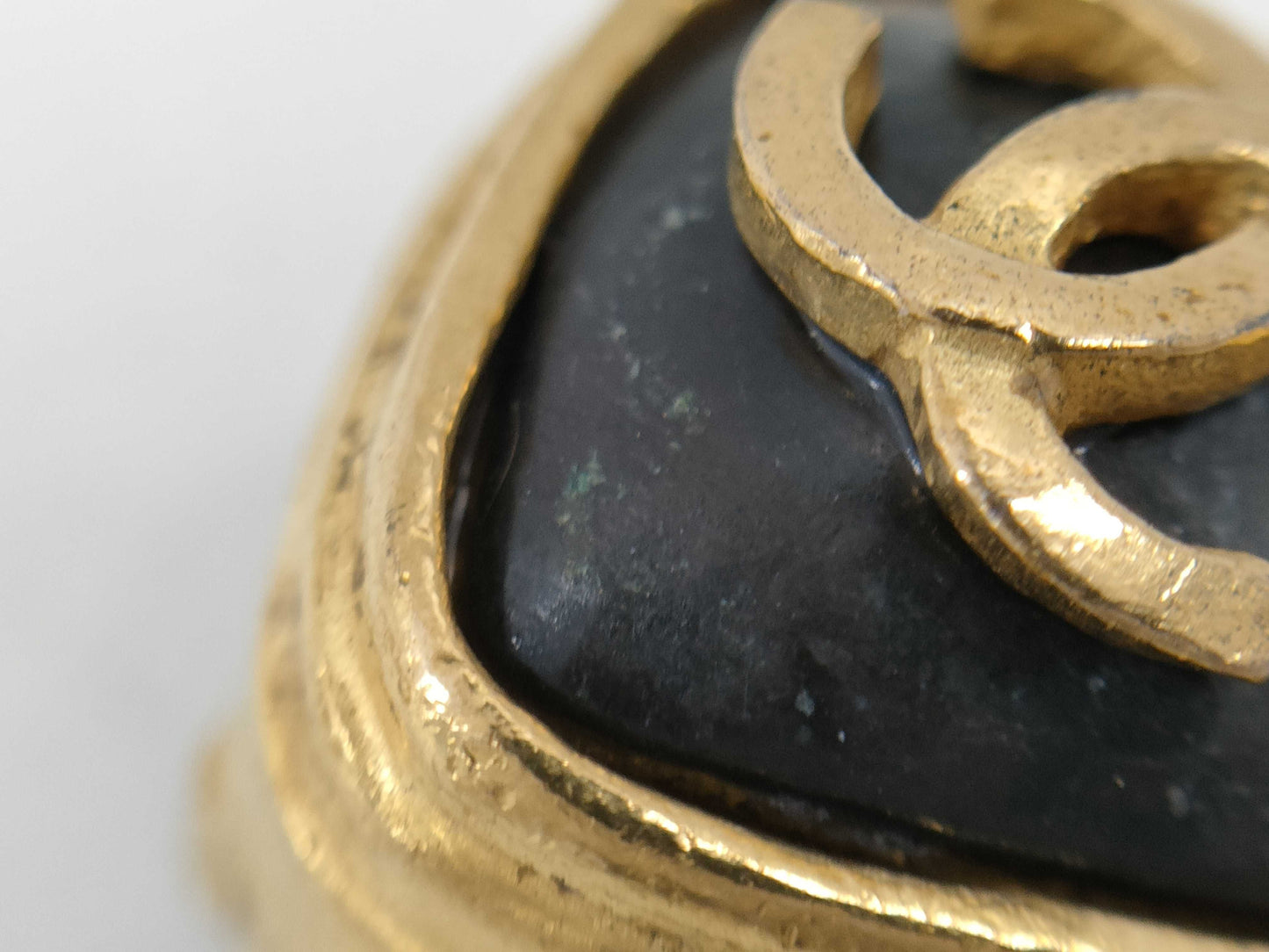 CHANEL Coco Mark Caramel Stone Earrings with Rice