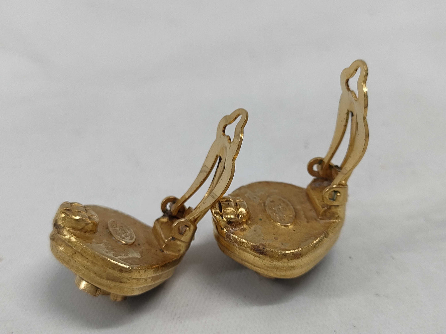 CHANEL Coco Mark Caramel Stone Earrings with Rice
