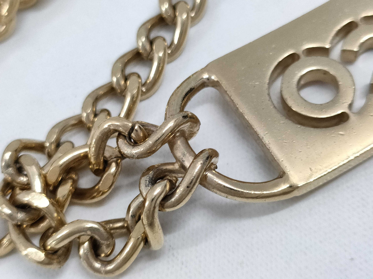 CHANEL COCO Mark COCO Logo Rhinestone Chain Belt with Rice