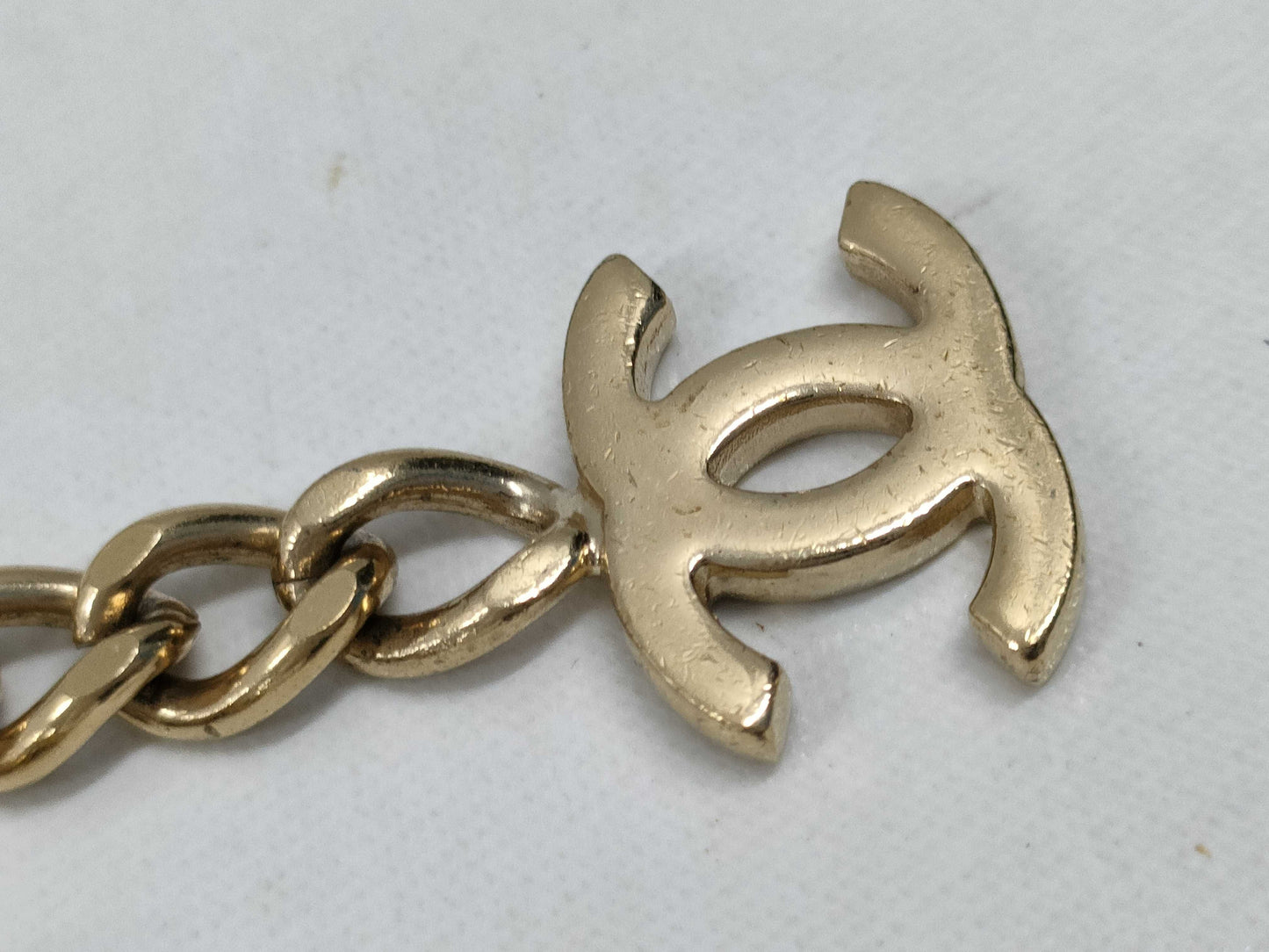 CHANEL COCO Mark COCO Logo Rhinestone Chain Belt with Rice