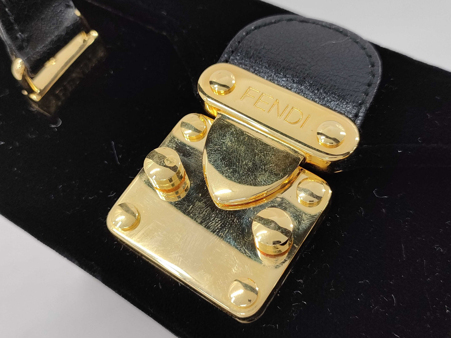 FENDI Velvet Box Handbag Black Handbag