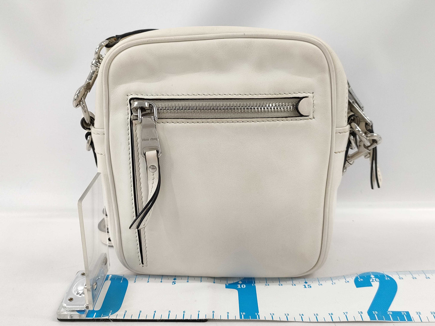 Miu Miu Beaded Leather Shoulder Bag in White