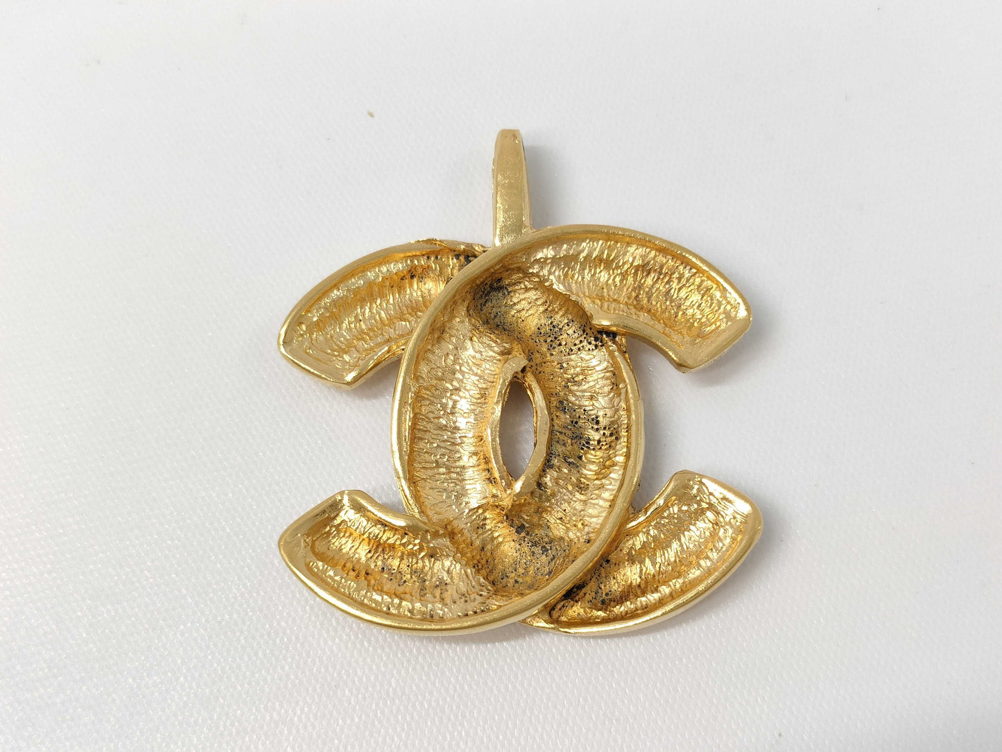 CHANEL Coco Mark Matelasse Pendant Necklace Top GP Pendant Top