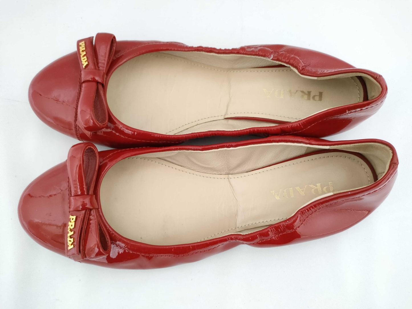 PRADA Prada enamel flat shoes red pumps
