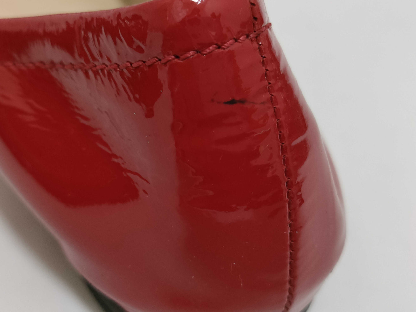PRADA Prada enamel flat shoes red pumps