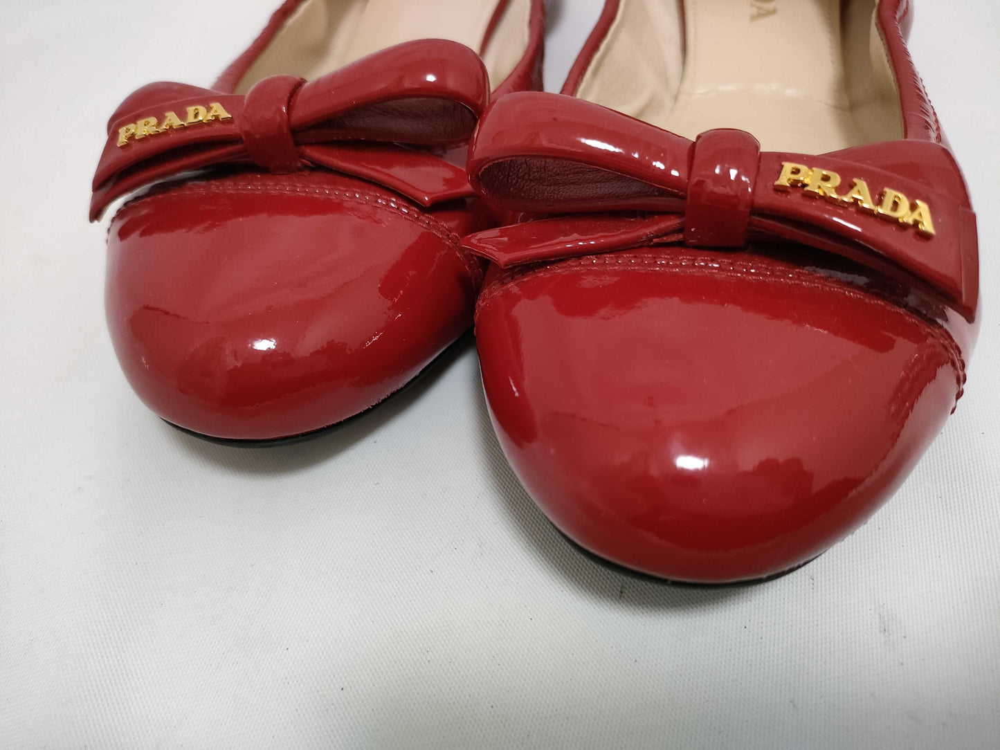 PRADA Prada enamel flat shoes red pumps