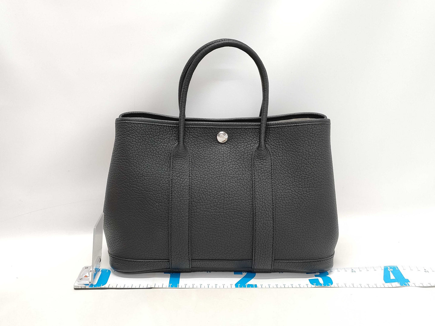 HERMES Garden Party TPM Negonda Handbag in Black with Silver Hardware and B Stamp