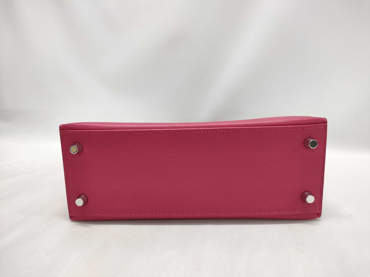 HERMES Kelly 25 Epsom Leather, Raspberry Leather, Silver Hardware, Z Stamp, Shoulder Bag