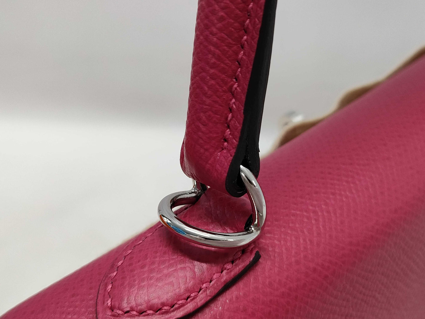 HERMES Kelly 25 Epsom Leather, Raspberry Leather, Silver Hardware, Z Stamp, Shoulder Bag