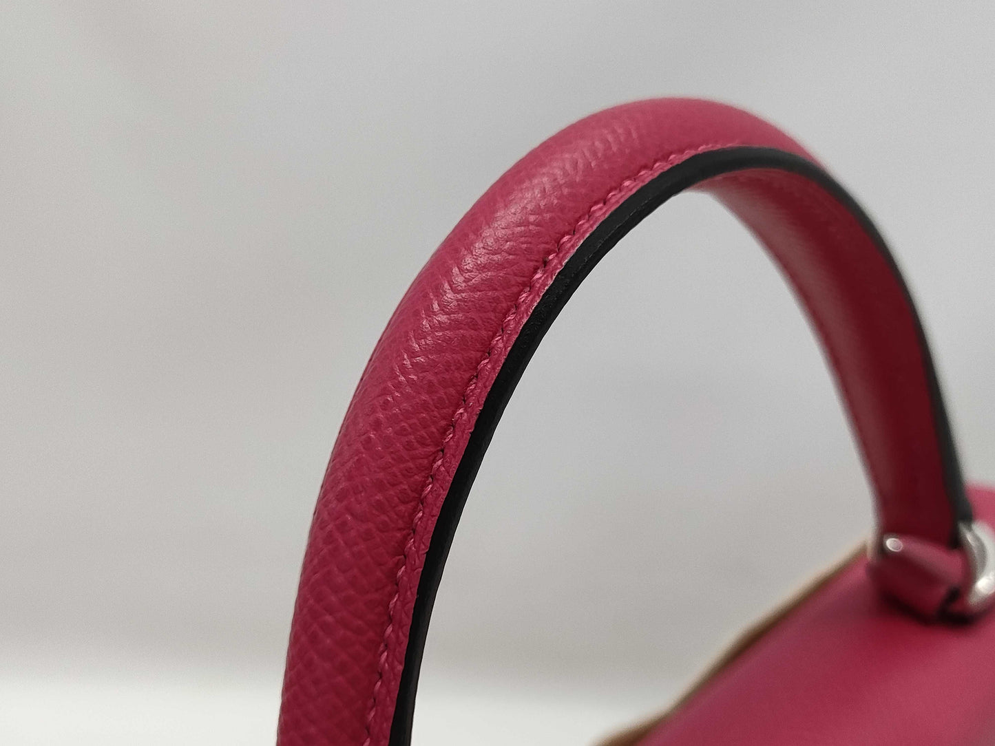 HERMES Kelly 25 Epsom Leather, Raspberry Leather, Silver Hardware, Z Stamp, Shoulder Bag