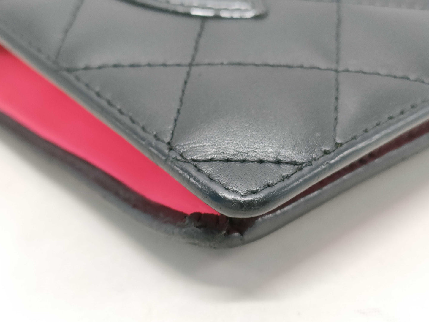CHANEL Cambon Bifold Wallet with Coco Mark Patent, Black and Pink, 14th Series