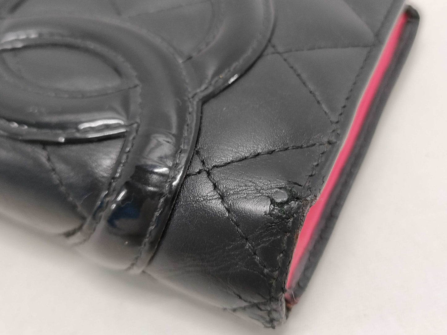 CHANEL Cambon Bifold Wallet with Coco Mark Patent, Black and Pink, 14th Series