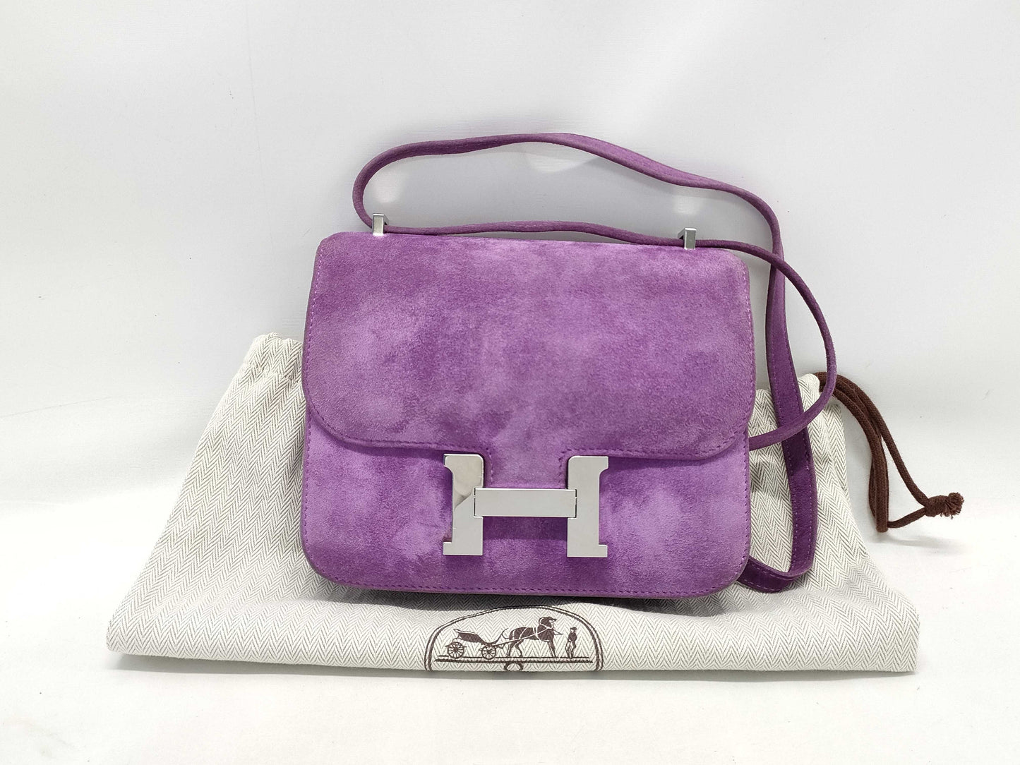 HERMES Constance Mini Dobris Anemone Shoulder Bag with Silver Hardware and Z Stamp
