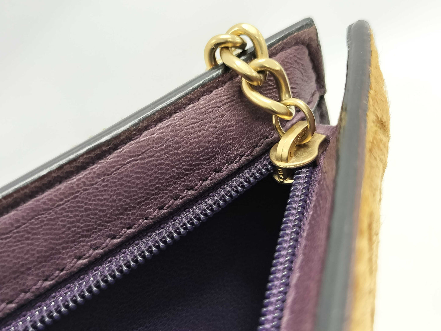 CHANEL Harako CO Mark Clutch Bag Beige Purple No. 6 Pouch
